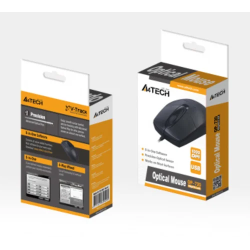 Мышь A4Tech OP-720 черный оптическая (1200dpi) USB (3but)